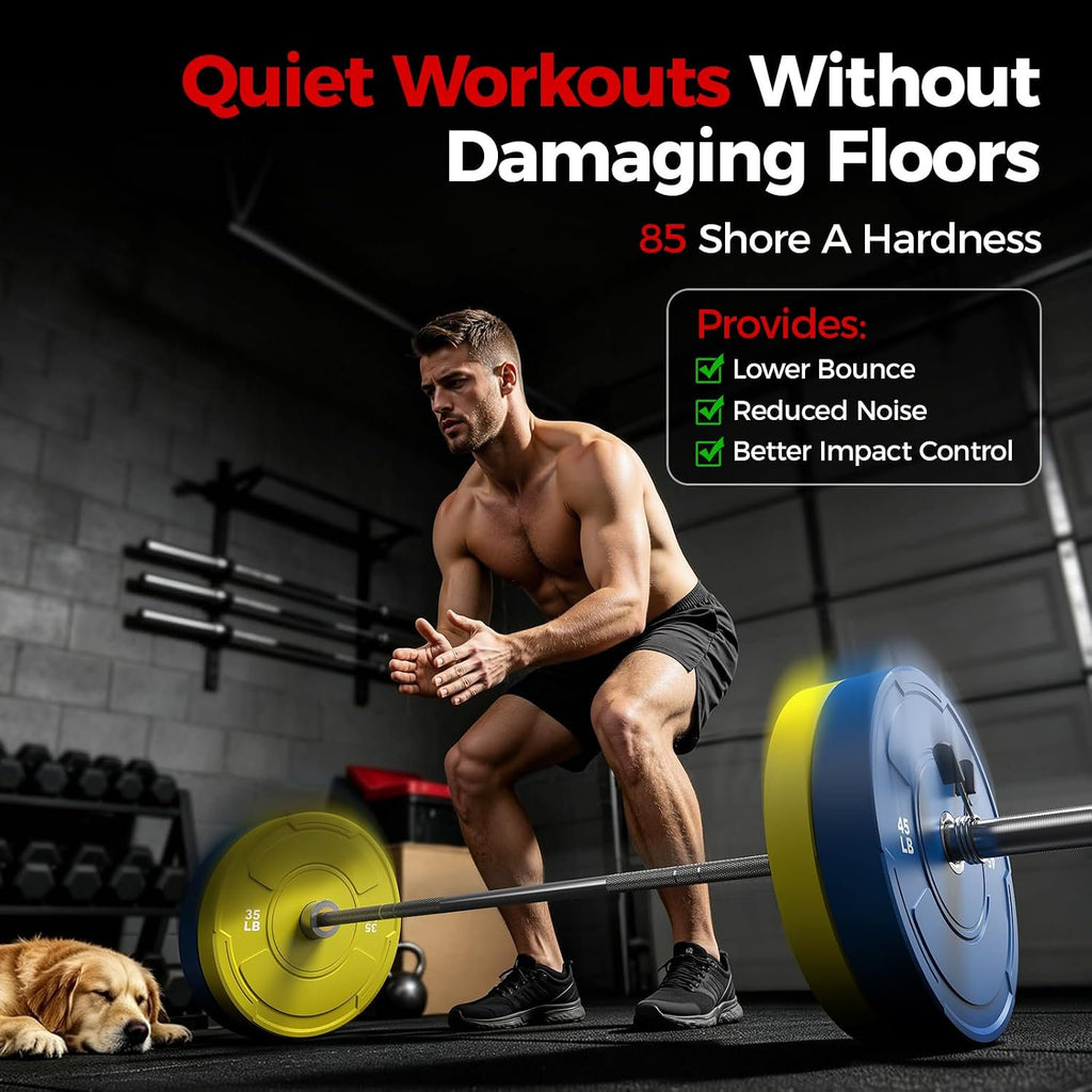 2-Inch Olympic Bumper Plates Set, 1pcs-55lb Colored Virgin Rubber Weight Barbell Plates for Strength Training, Home Gym Weightlifting